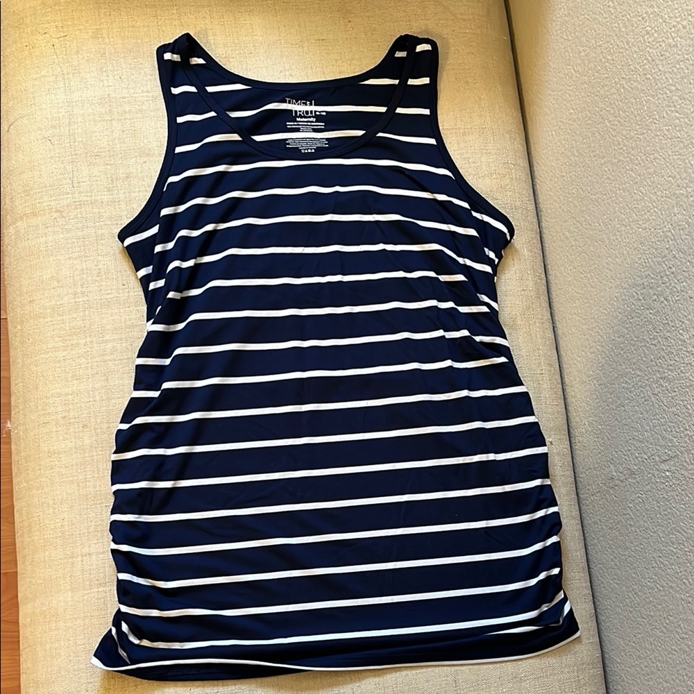 Navy and White Striped Maternity Tank Top